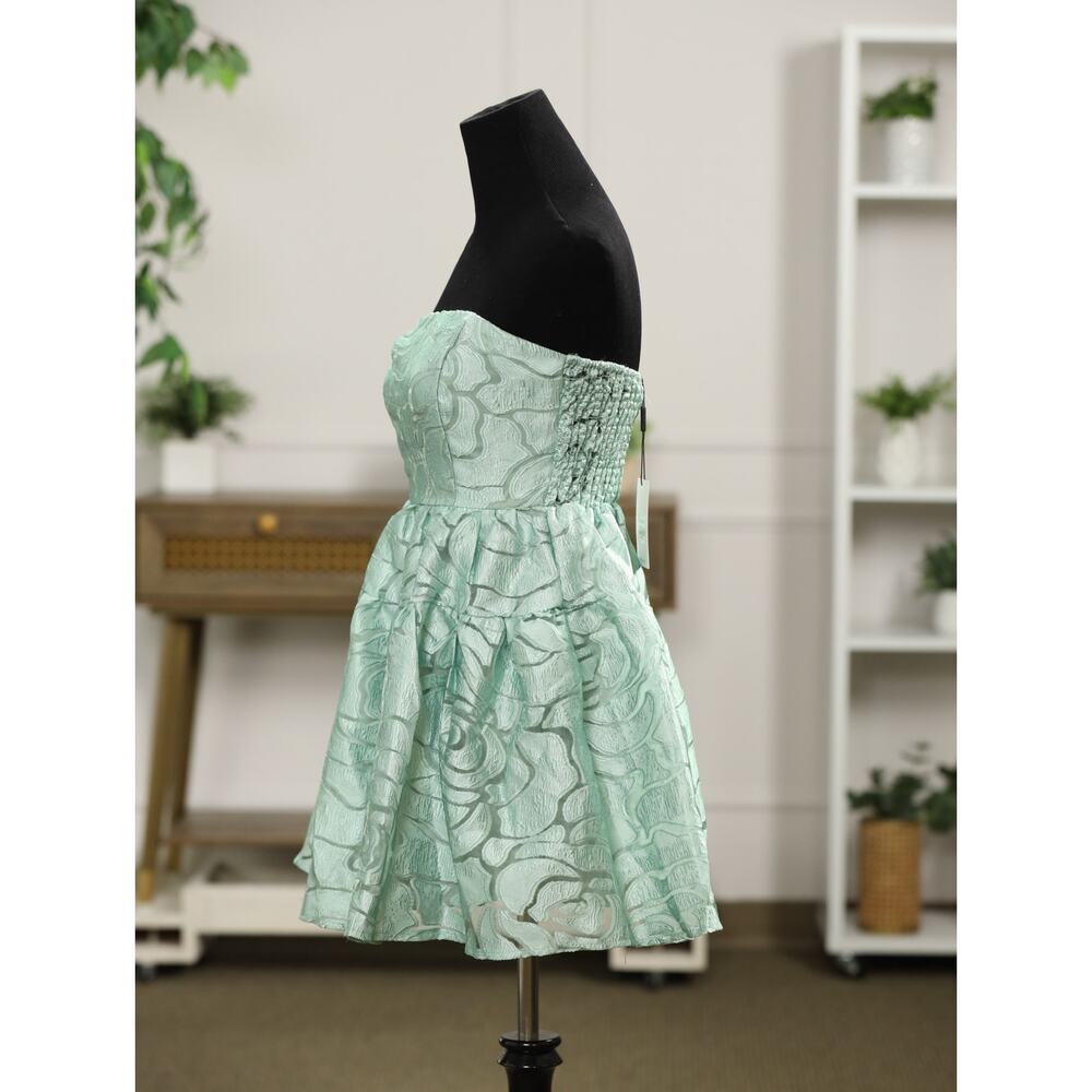 Hello Molly Sage Green Jacquard Strapless Mini Dress XS NWT Party Occasion - Picture 3 of 14